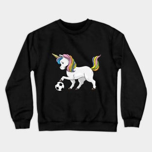 Unicorn as soccer player with soccer ball Crewneck Sweatshirt